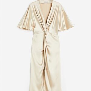 H&M Draped Satin Dress Wrap Midi Dress Twist-detail Women wedding Bridesmaids